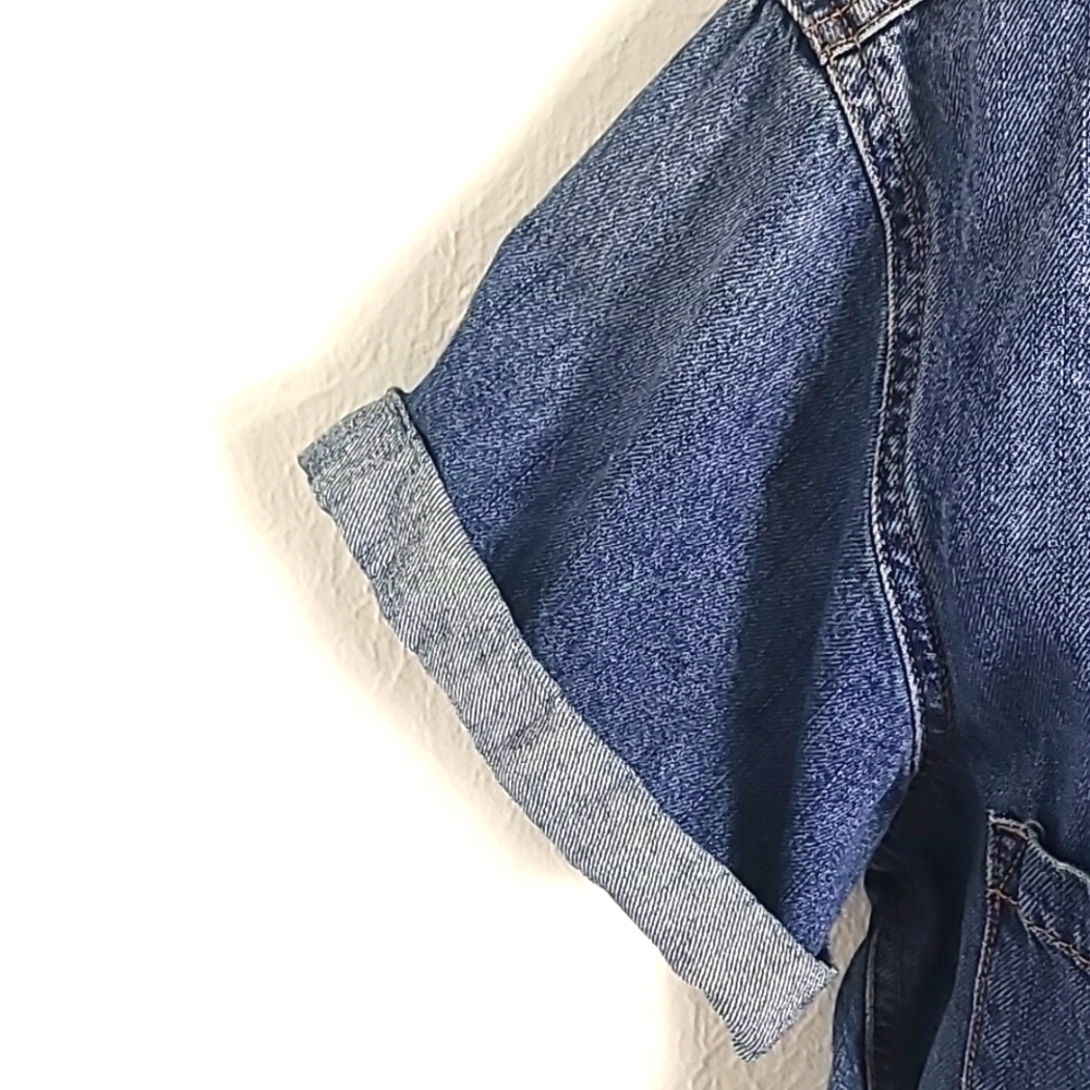 Aeropostale Denim Flight Suit Buttondown Romper with Drawstring Waist Size Large - Picture 6 of 9